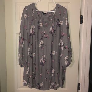 Torrid Gray Floral Blouse